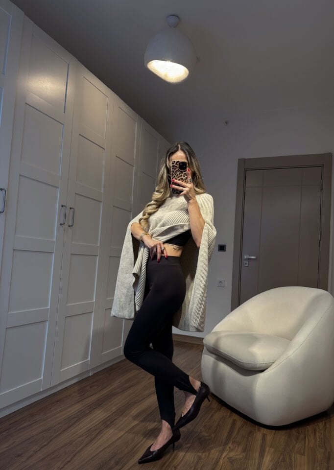 Acı Kahve Paça Detaylı Toparlayıcı Tayt