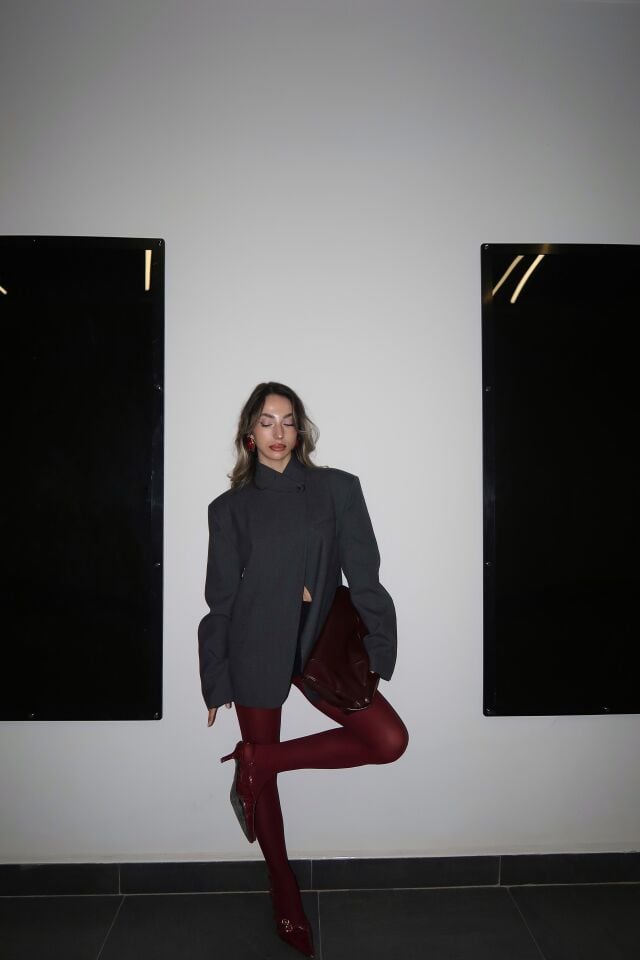 Tek Düğme Dik Yakalı Ceket Antrasit