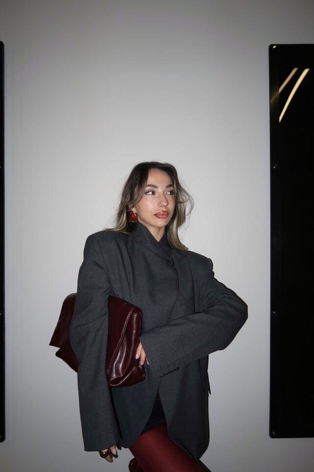 Tek Düğme Dik Yakalı Ceket Antrasit