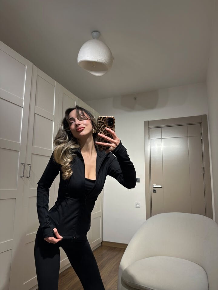 Siyah Bralet Tayt Ceket Takım