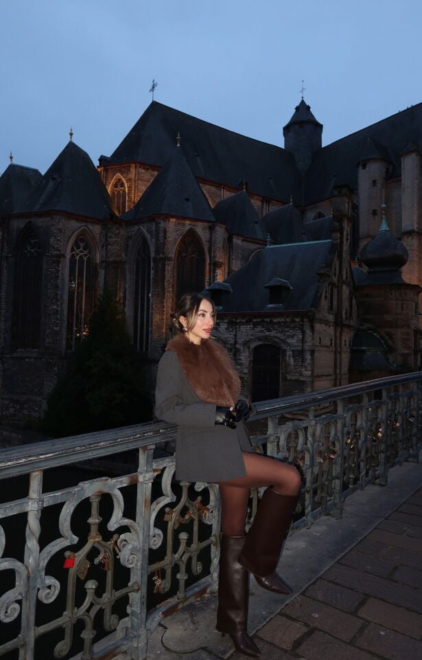 Yakası Kürklü Blazer Ceket Antrasit