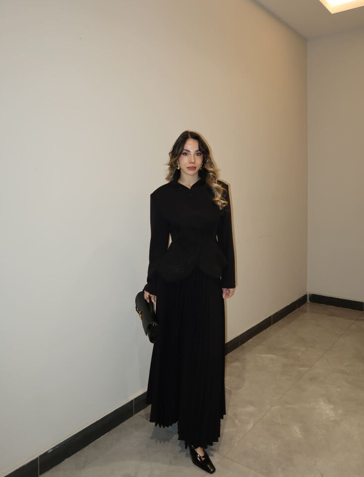 Nakışlı Siyah İkili Takım