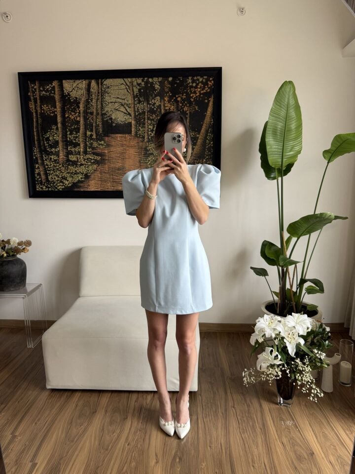 BALON KOLLU MİNİ ELBİSE