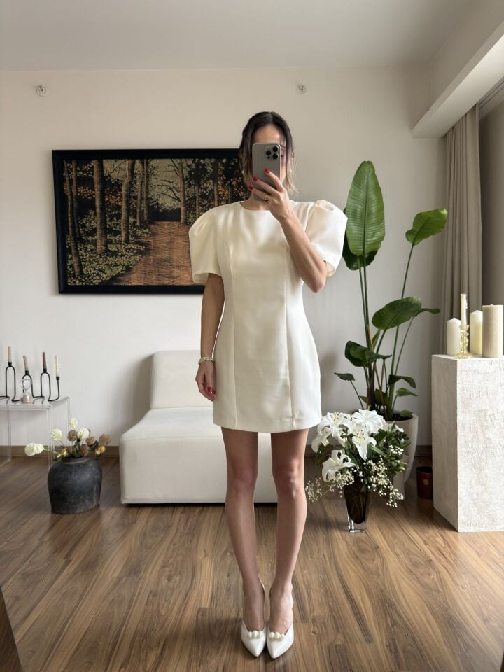 BALON KOLLU MİNİ ELBİSE